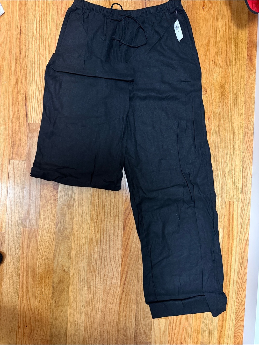 Old Navy Drawstring Linen-Blend Black Women's Pants